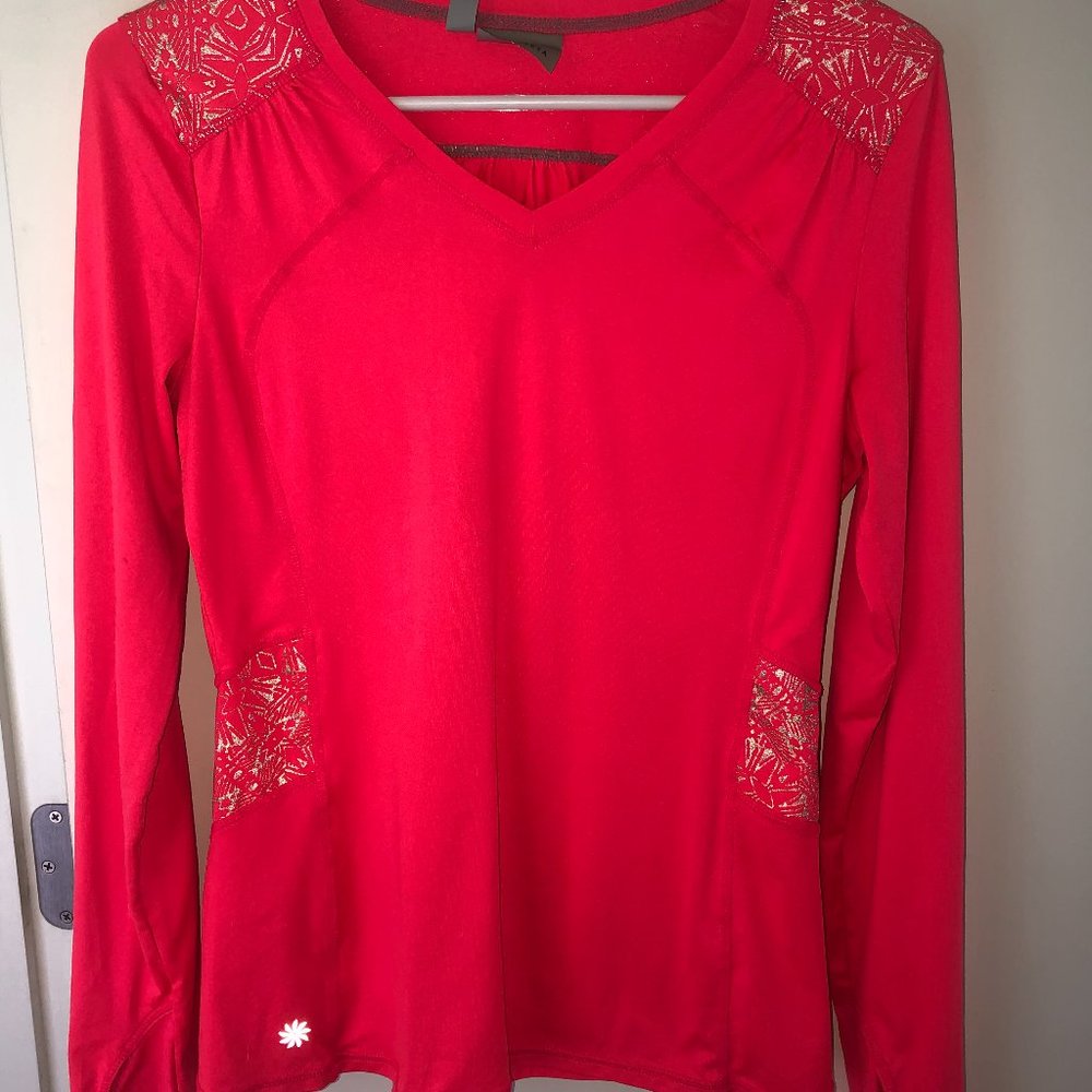 Athleta long sleeve top sz S NWOT bright coral